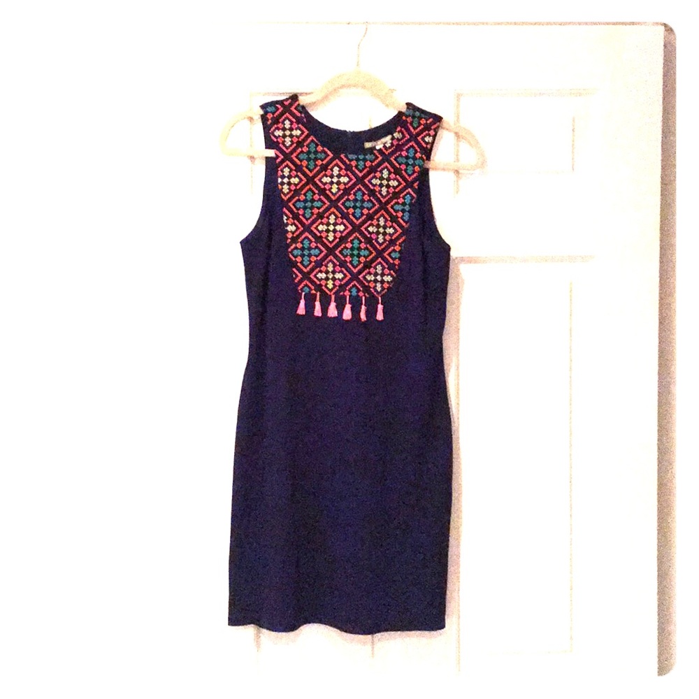 Embroidered tassel dress